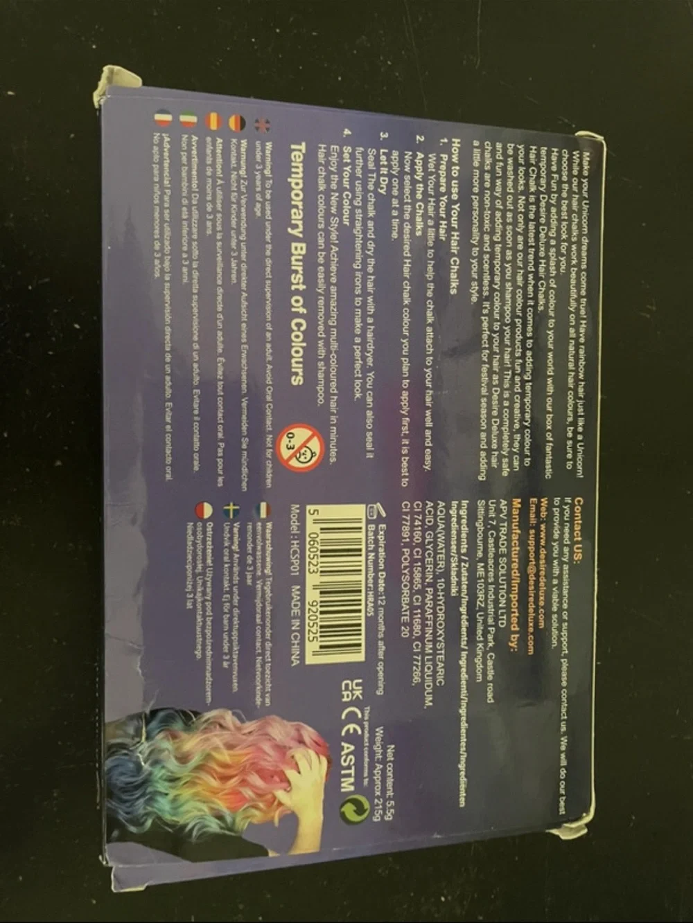Desire Deluxe Hair Chalk Salon Temporary Rainbow Hair Color Set